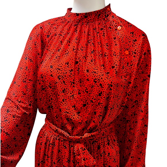 Halston V vintage late 1970s two piece skirt and blouse with tie belt silk rare - Picture 3 of 11